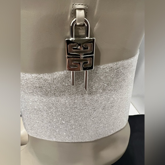 Givenchy G Lock Wedge Ankle Boot Natural Beige Leather 38.5 - Picture 6 of 8